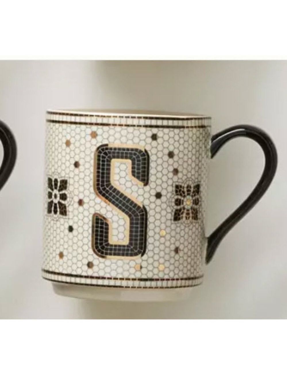 Anthropologie Tiled Margot Monogram Coffee Mug S